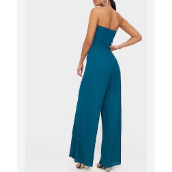 Prettylittething Strapless contrast snap front wide leg jumpsuit size 8 - Picture 3 of 12